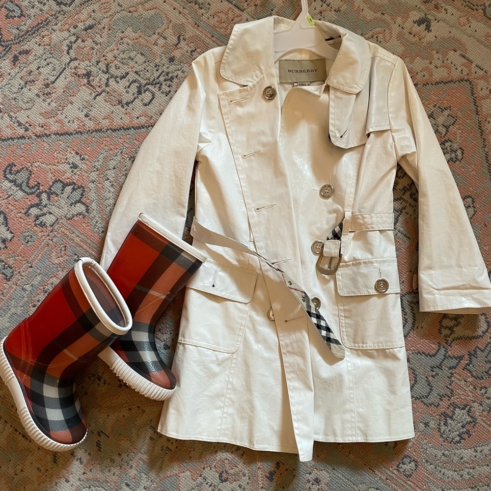 Toddler Burberry Rain Jacket and Rain Boots